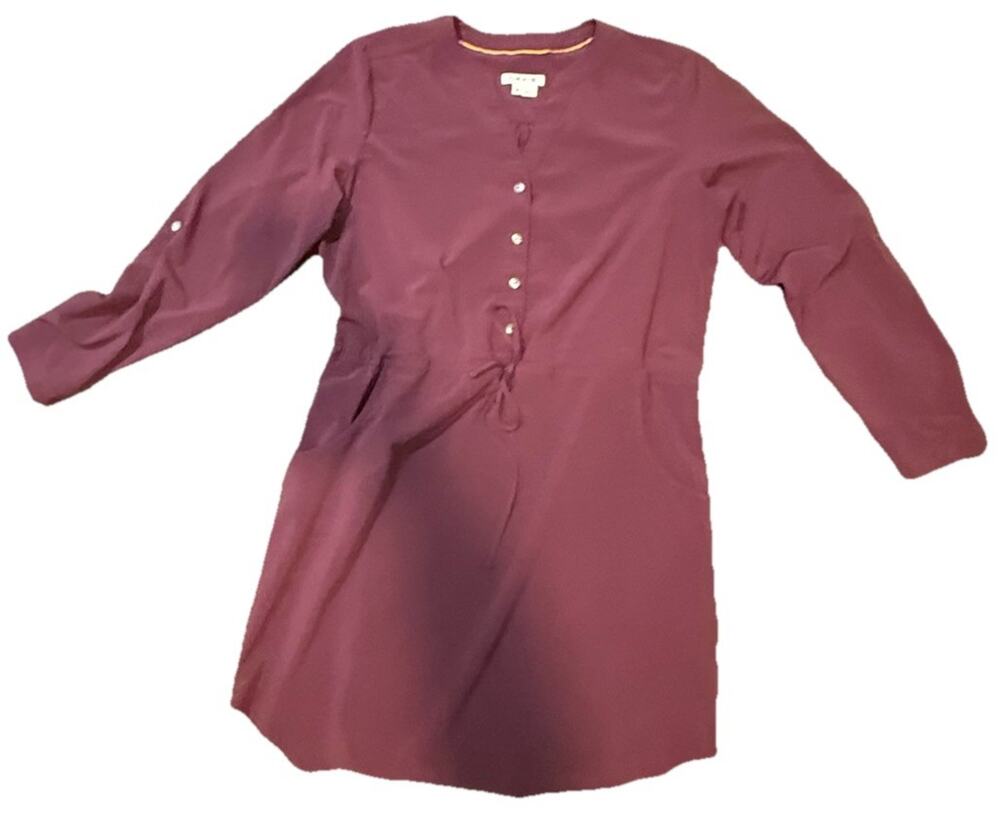 ORVIS Women’s Burgundy Pack & Go Shirt Dress Long Sleeve Stretch Knee Length M